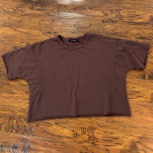 Women's‎ Oversize Workout Crop Tops Casual Short Sleeve Shirt brown medium M